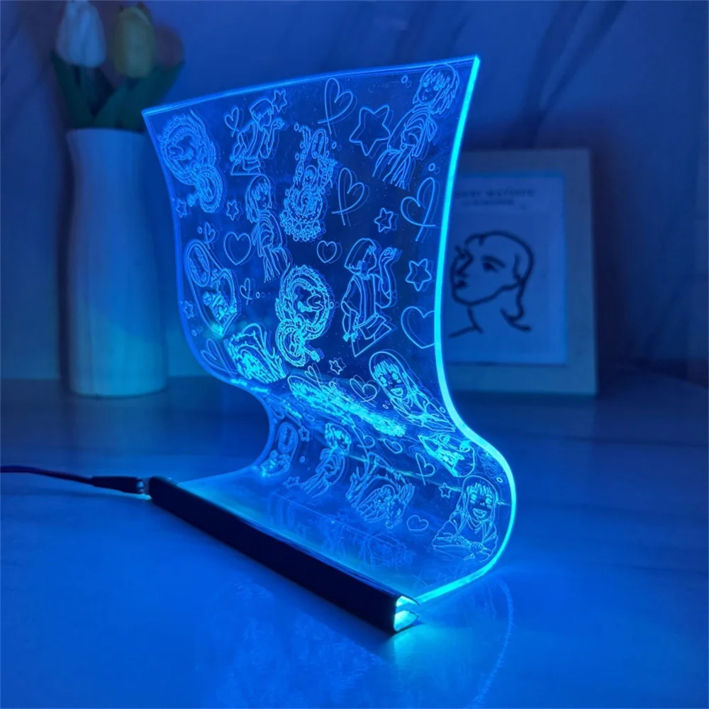 Spirite Away LED Table Atmosphere Light, Acrílico Scroll Lamp, 3D Nightlight, Cartoon Art Decor, 3,7 Cor Presentes