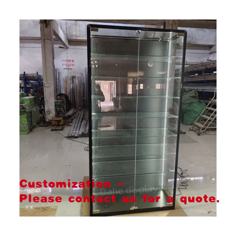 

custom.Hot Sale Tall Aluminum Showcase Display Full Glass Cabinet with Led Lights Retail Shop Display Showcase