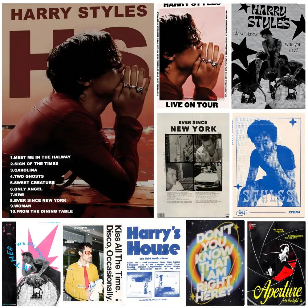 Singer H-Harry S-Styles Poster Self-adhesive Art Waterproof 