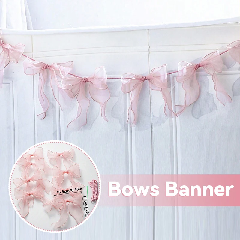 

Organza Ribbon Bows Banner Decorative Craft Bows for Party Wedding Festival Gift Wrapping Mother's Day Gifts Diy Accessories