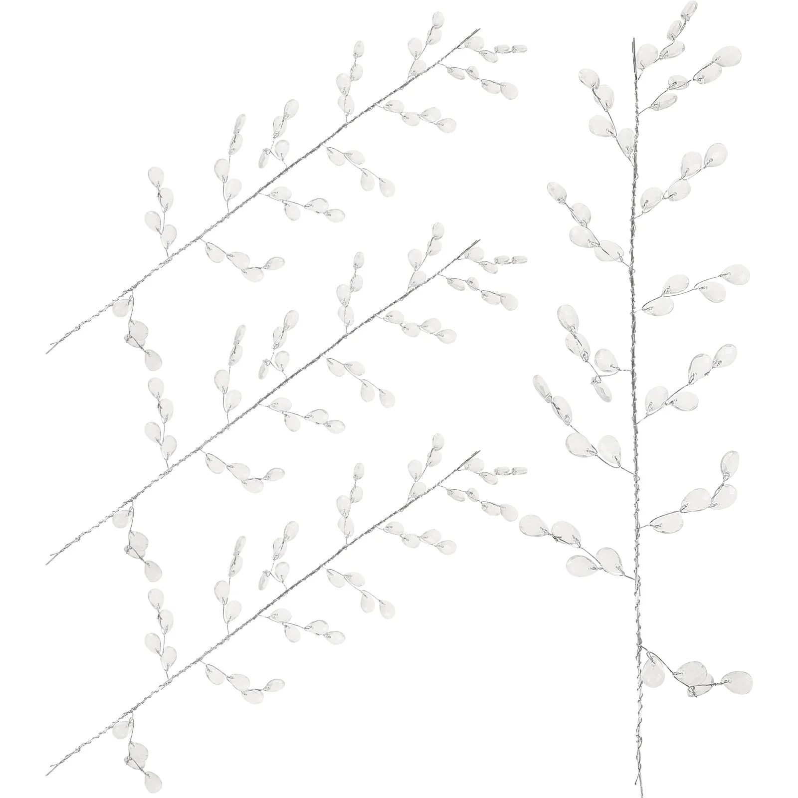 

4Pcs Acrylic Crystal Flower Bud Branch High Transparency Glossy Wedding Party Home Decor Floral Craft Bead String