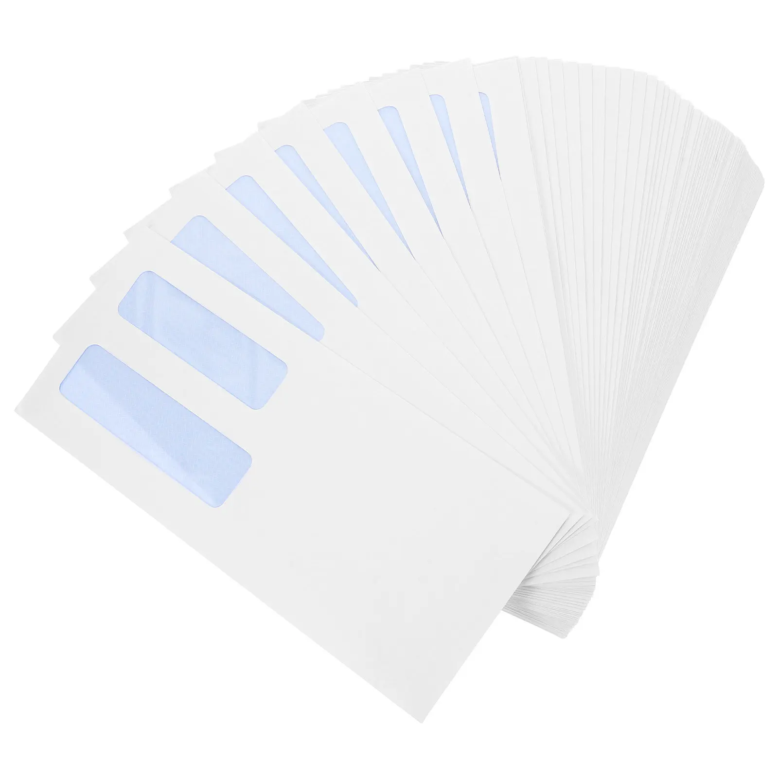 

100Pcs Business Envelopes Double Window White Envelopes for Checks Documents Invoices Mailing Secure Business