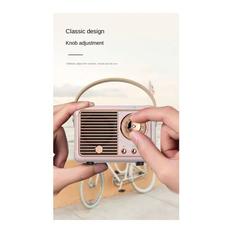 Модернизированный ретро Bluetooth-динамик HM11, классический ретро-мини-музыкальный плеер, розовый