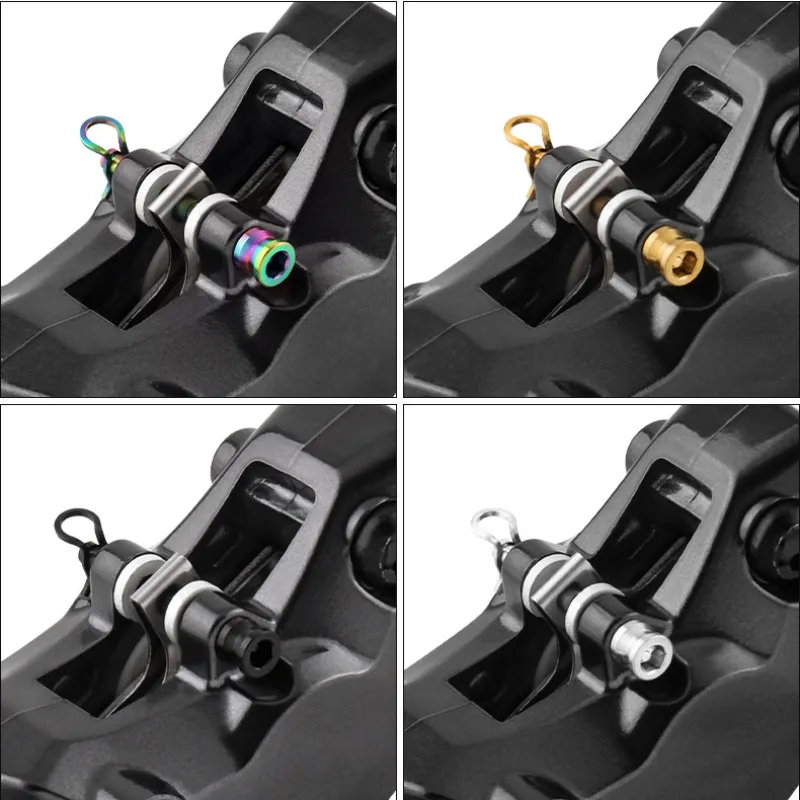 1/2pcs Titanium Disc Brake Caliper Bolts Lightweight M4 Mounting Screws with Clip for Road/MTB Brake Pads Fixed Thread view 5