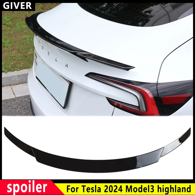 

For Tesla 2024 Model 3 highland ABS Bright black Sports Spoiler Rear Trunk Lid Spoiler Wing Car Tailgate Body Accessories