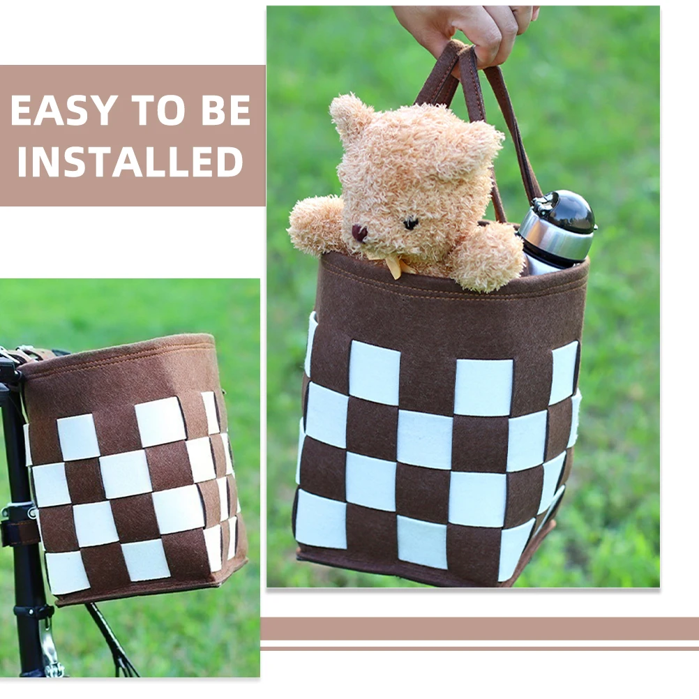 

1Pcs Portable Felt Front Bike Basket Detachable Bicycle Handlebar Storage Organizer