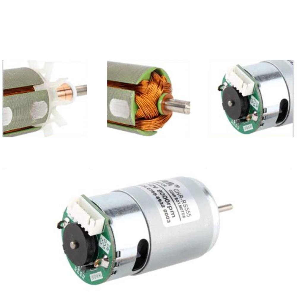 RS-555 Permanent magnet DC Hall encoder motor 6V 12V 24V 3900-16000RPM Torque Power Motor