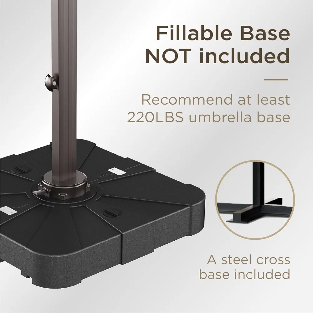 10' X 13' Patio Umbrella Outdoor Large Rectangle Offset Cantilever Umbrellas Double Top Heavy Duty Windproof