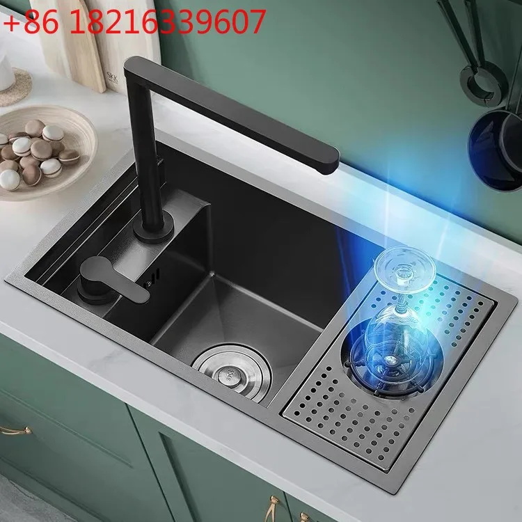 

304 stainless steel sink bar embedded high pressure automatic ultrasonic dishwasher