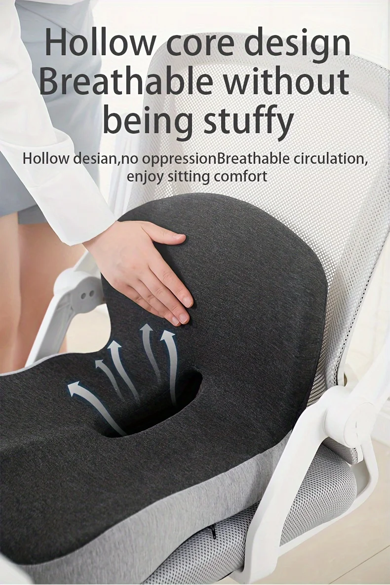 Solvath Ergonomic Seat Cushion with Backrest Soft Supportive Washable Office Chair Pad for Hip Waist Comfort Ideal for Long Sitt