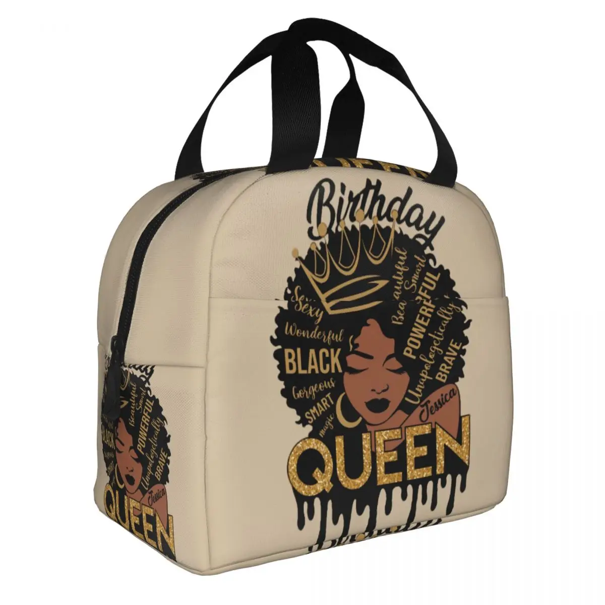 Birthday Queen Black Women Lunch Bag Hot Cold Snacks Insulated Lunch Boxes for Kids School Work Picnic Food Tote Container