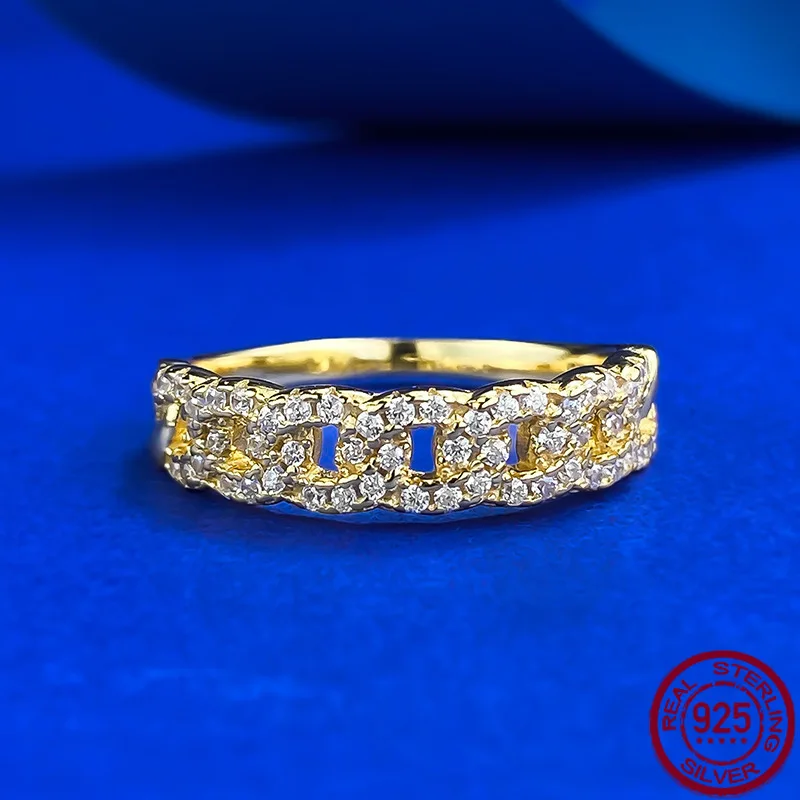 

New S925 Pure Silver Cuban Ring Ins Style European and American Ring Wedding Jewelry