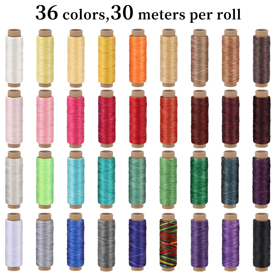 MIUSIE 36Colors Waxed Thread 30m Per Color Leather Sewing Thread Hand Stitching Thread for Hand Sewing Leather and Bookbinding