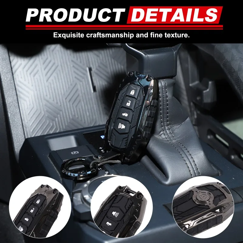 سبائك الزنك لـ 2024+ تويوتا تاكوما / 2022+ حافظة مفاتيح تندرا وحقيبة مفاتيح بإبزيم دائري (نموذج Mecha) ملحقات السيارة #4