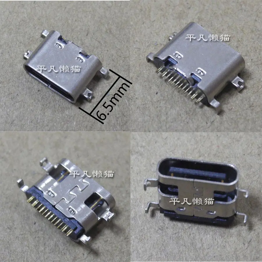 Для разъема USB Type-C USB 3.1 гнездовое сиденье 16P контакт, тонущая пластина 0,8 мм L = 6,5 мм интерфейс зарядки Для разъема USB Type-C USB 3.1 гнездовое сиденье 16P контакт, тонущая пластина 0,8 мм L = 6,5 мм интерфейс зарядки