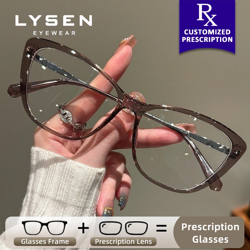 

LYSEN Trendy Cat Eye Women Photochromic Myopia Glasses Progressive Reading Glasses Anti Blue Light Prescription Optical Eyewear