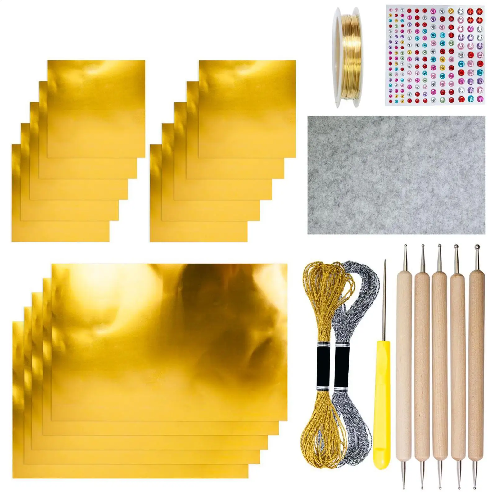 Bastelfolie, handgefertigte Folie, Papier-Bastelset, Silber, Gold, Schimmer, glänzende Prägung, Gravur, Malset, Bastelkunst für Kinder und Erwachsene