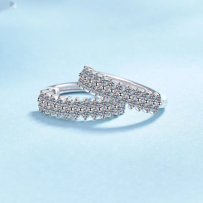 

Exquisite Design Korean Version Hoop Earrings Diamond Girl Birthday Gift 1.2CT Moissanite PT950 Platinum Wedding Jewelry