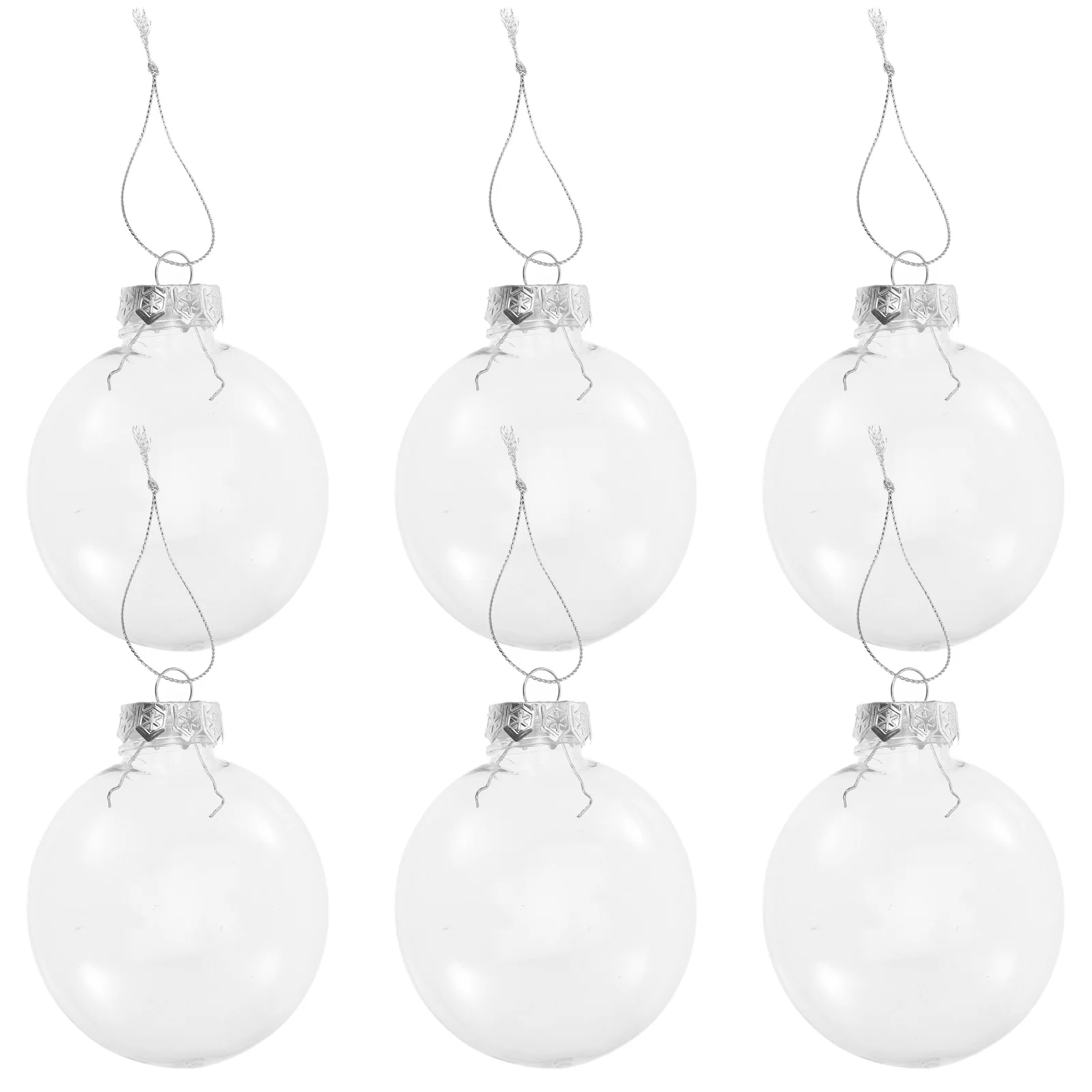 

6Pcs Clear Christmas Bauble Ball 8Cm Flat Transparent Pet Ornament Fillable Reusable Holiday Decor for Tree Craft Wedding