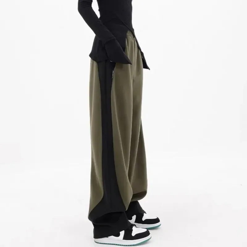

Wide Leg Pants Women Hip Hop Contrast Color Spring Autumn Streetwear Fashion Loose Sports Casual Straight Trousers Y2k Clothes