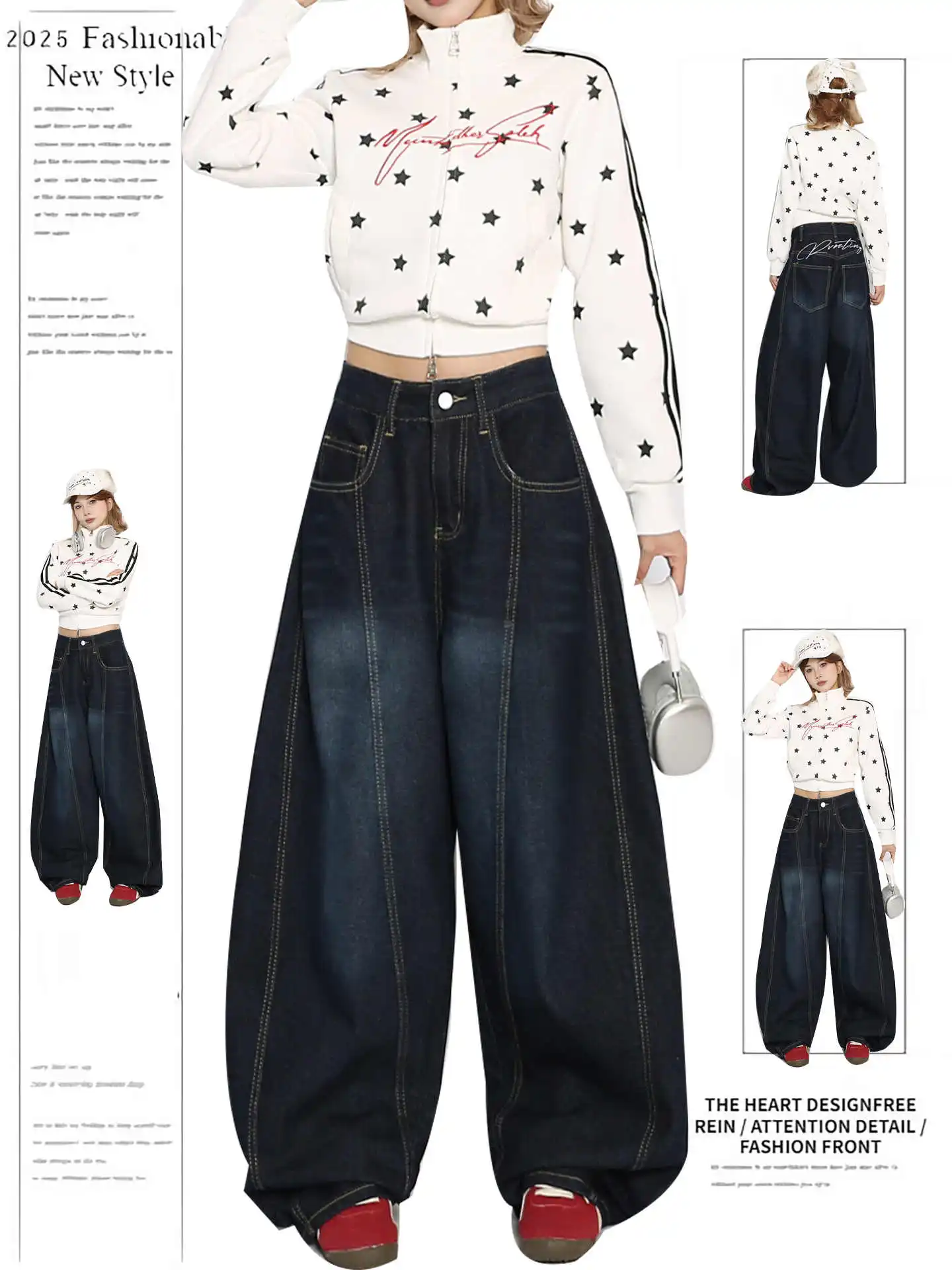 

Женские темно-синие мешковатые джинсы Y2k с вышивкой в стиле эмо, джинсовые брюки в японском стиле 2000-х годов, винтажные джинсовые брюки в стиле Харадзюку, осень