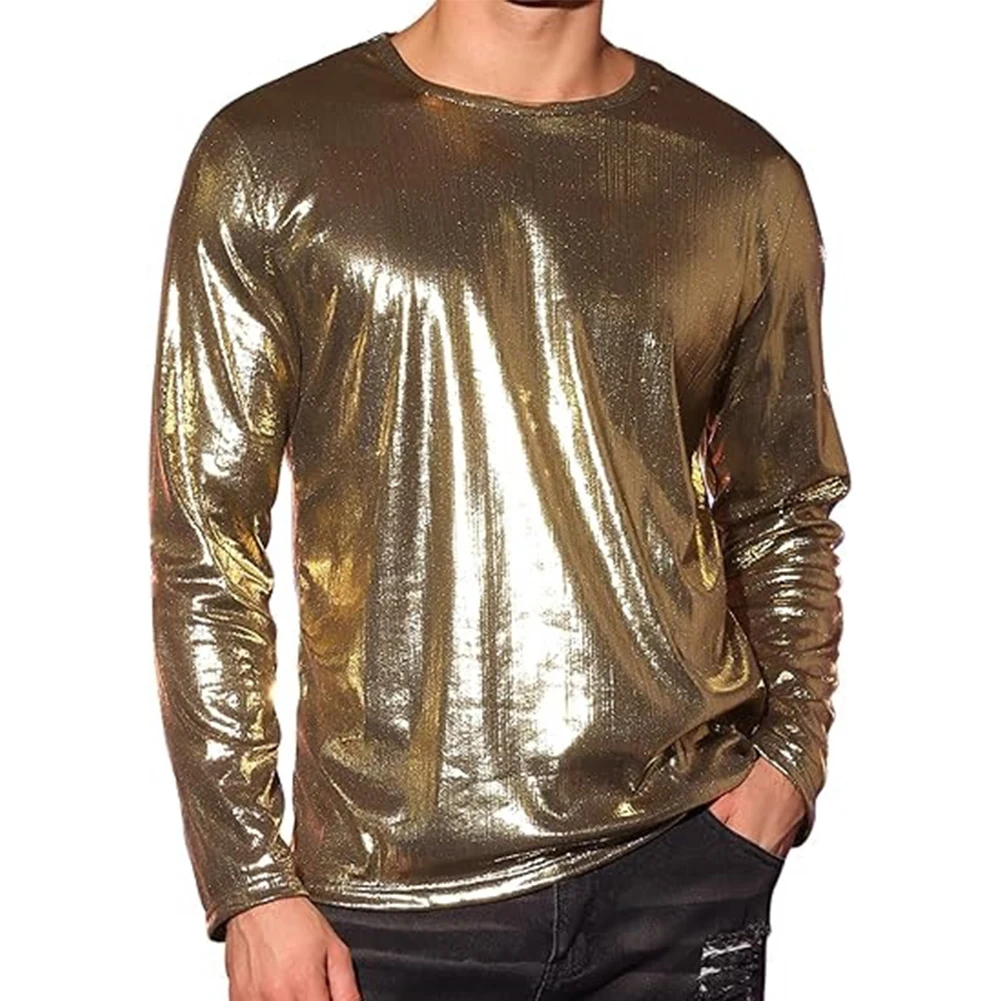 

Dancing Costume Long Sleeve Blouse Long Sleeve Mens Fashion Polyester Fabric Regular Length Shiny Pattern Nightclub