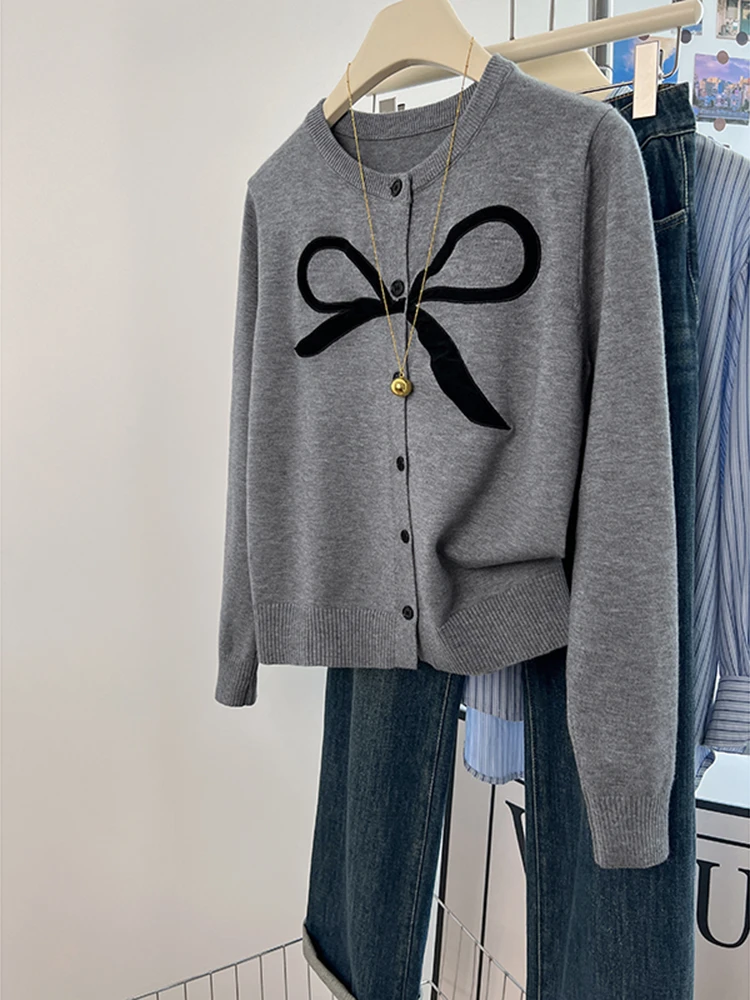 

Women Solid Color Knitted Cardigan Fashion Round Neck Single Breasted Sweater Long Sleeve Cardigans Tops Outwear