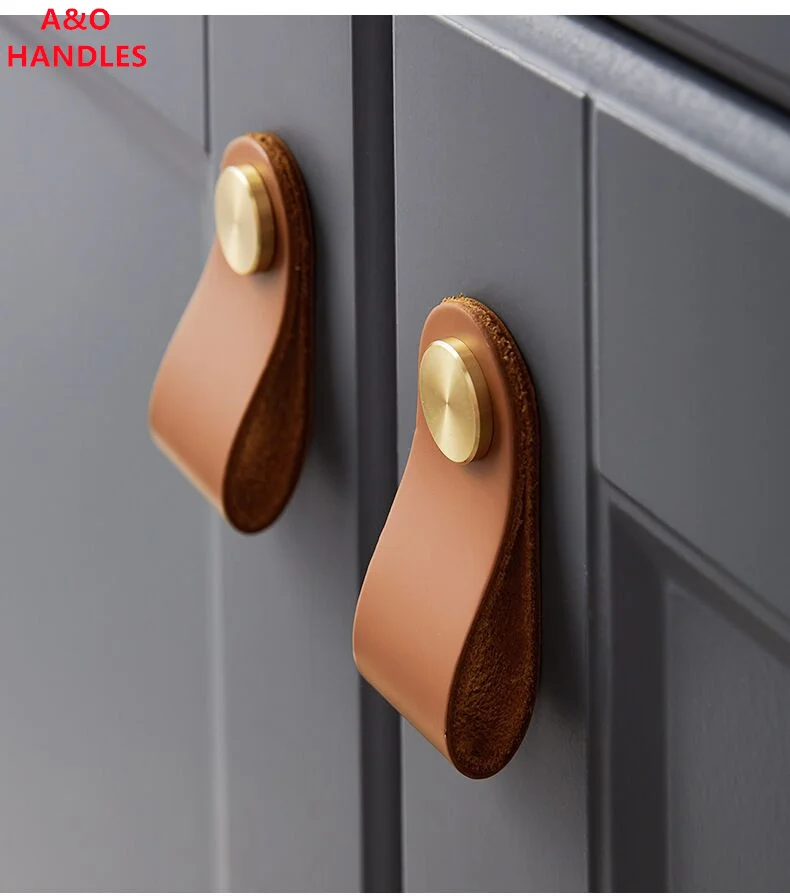 Maniglie cassetto armadio mobili maniglie da cucina per pomello dell'armadio cassetto porta mobili cucina ottone pelle bovina tira manopola