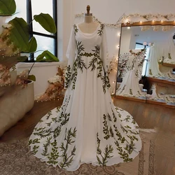 Elegant Long Evening Dresses for Women Chiffon Scoop-Neck Floor-Length A-Line Prom Special Events Wedding Party Gala Dress 2024