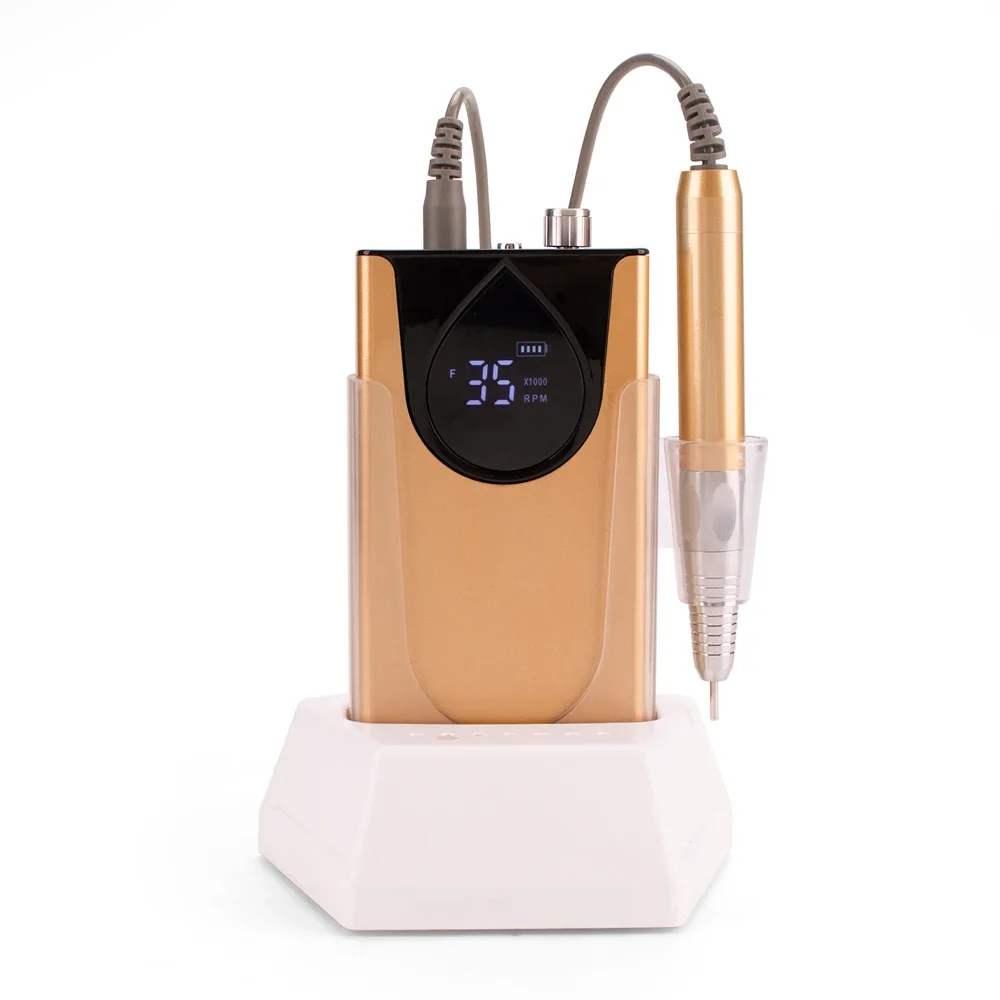 

Gold ABS LED Screen 35000 RPM Nail Drill Brushless Drill Machine