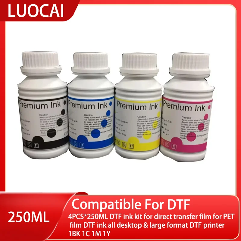 4PCS*250ML DTF ink kit for direct transfer film for PET film DTF ink all desktop & large format DTF printer 1BK 1C 1M 1Y