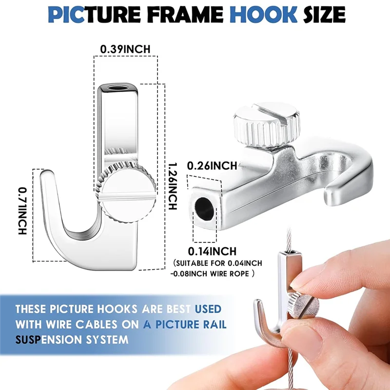 ABFU-조정 가능한 후크 12개 그림용 걸이 시스템 레일 행거 전시회 미술관 용품용