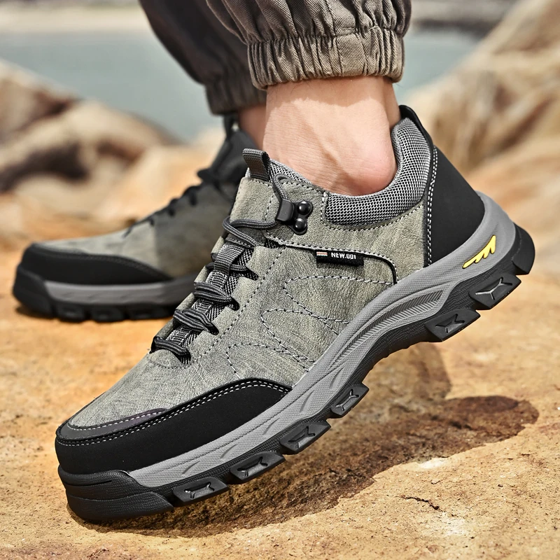 Genuine Leather Men's Hiking Shoes Anti-Skid Wear-resistant Hunting Tactical Sneakers Women Trekking Mountain Shoes