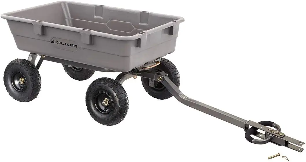 800 libbre di capacità Heavy Duty Poly Yard Garden Steel Dump Utility carriola Wagon Cart con 2-In-1 traino Atv maniglia, grigio