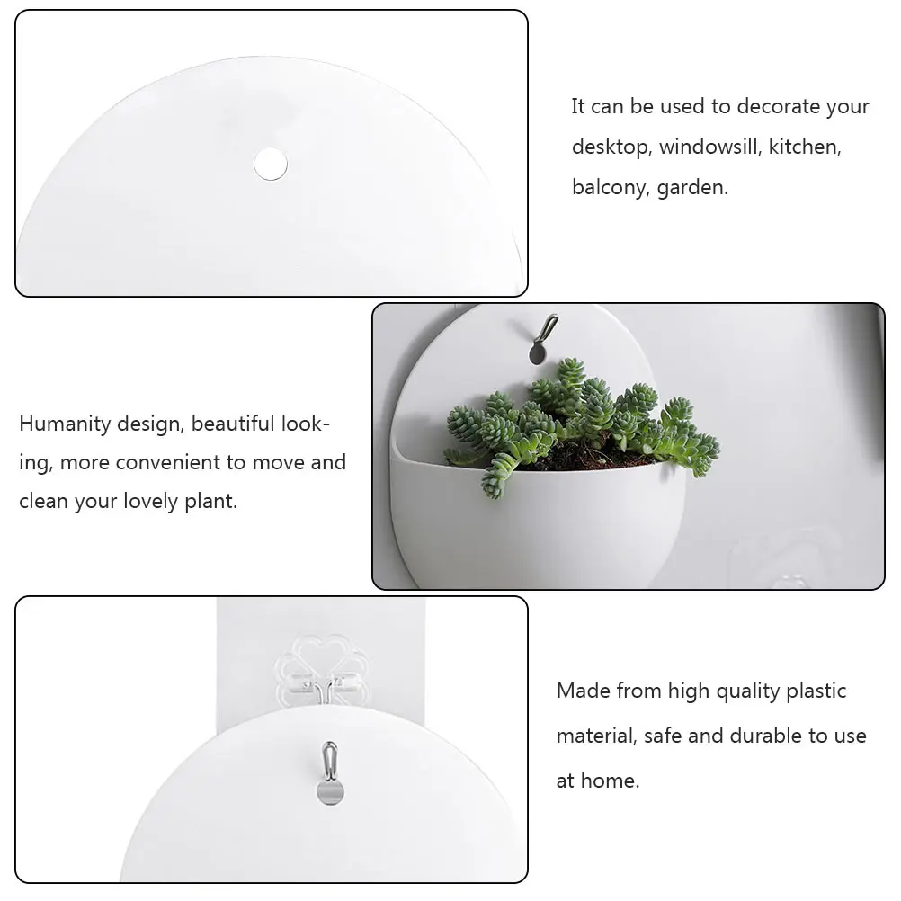 

3 Pcs Wall Hanging Flower Pot Vases Semi circular Plant Holder for Home Balcony Garden Easy Clean Stylish Design Plastic