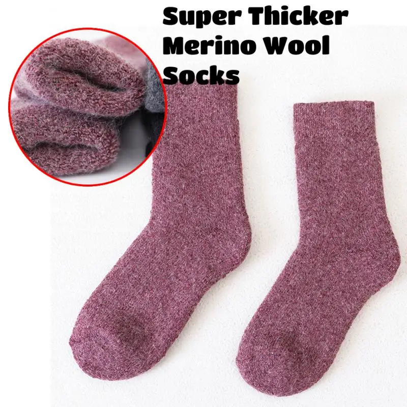 Men Thick Cotton Socks Against Cold Snow Russia Winter Keep Warm Merino Wool Rabbit Socks For Women Plush Boots Tube Socks