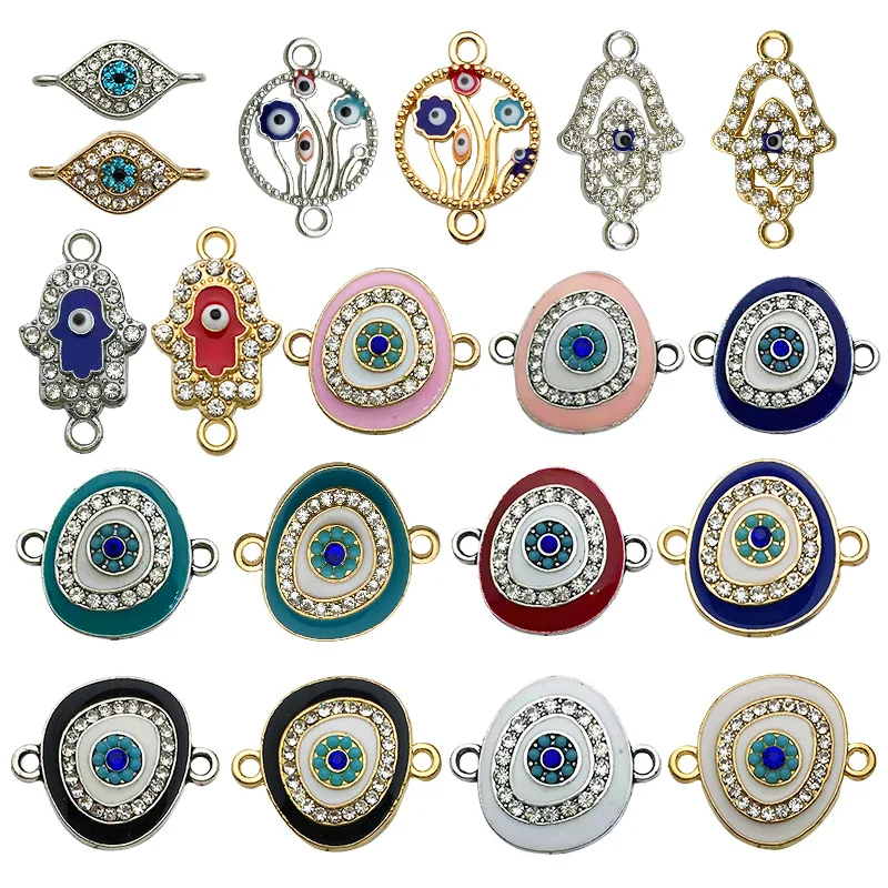 10Pcs Round Evil Eye Charms Jewelry Connector For Bracelet Necklace DIY Jewelry Making Supplies Amulet Accessories