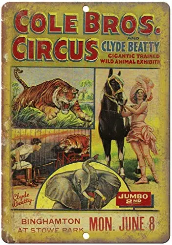 Cole Bros Circus Clyde Beatty Wall Poster Tin Sign Vintage BBQ Restaurant Dinner Room Cafe Shop Decor