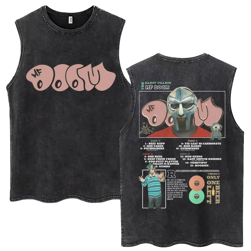 غسلها مغني الراب Mf Doom Madvillainy ألبوم تانك القمم الرجال النساء الهيب هوب موضة القوطية أكمام تي شيرت القطن المتضخم تي شيرت