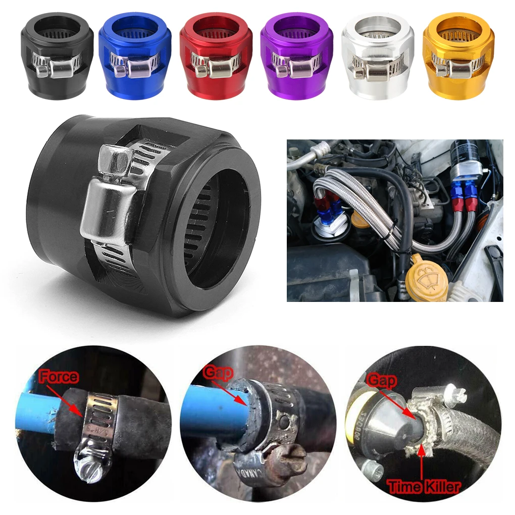 4pc AN4 AN6 AN8 AN10 AN12 Car Hose Finisher Clamp Radiator Modified Fuel Pipe Clip Buckle Universal Hose Clamps Oil End Finisher