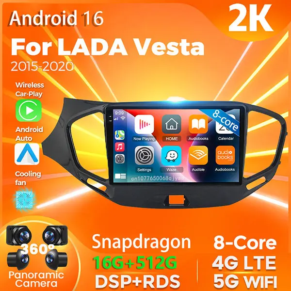 

Android 16 Qualcomm Carplay Car Radio For LADA Vesta 2015 - 2020 Multimedia Video Player Navigation Stereo AI Voice 360 Camera