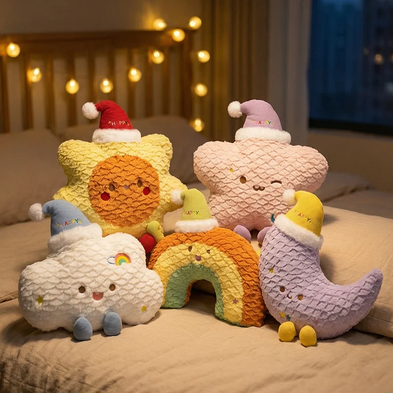 

45cm Goodnight Universe Series Throw Pillow Cute Sun Cloud Moon Star Rainbow Plush Toy Bedroom Decor Sofa Cushion Backrest