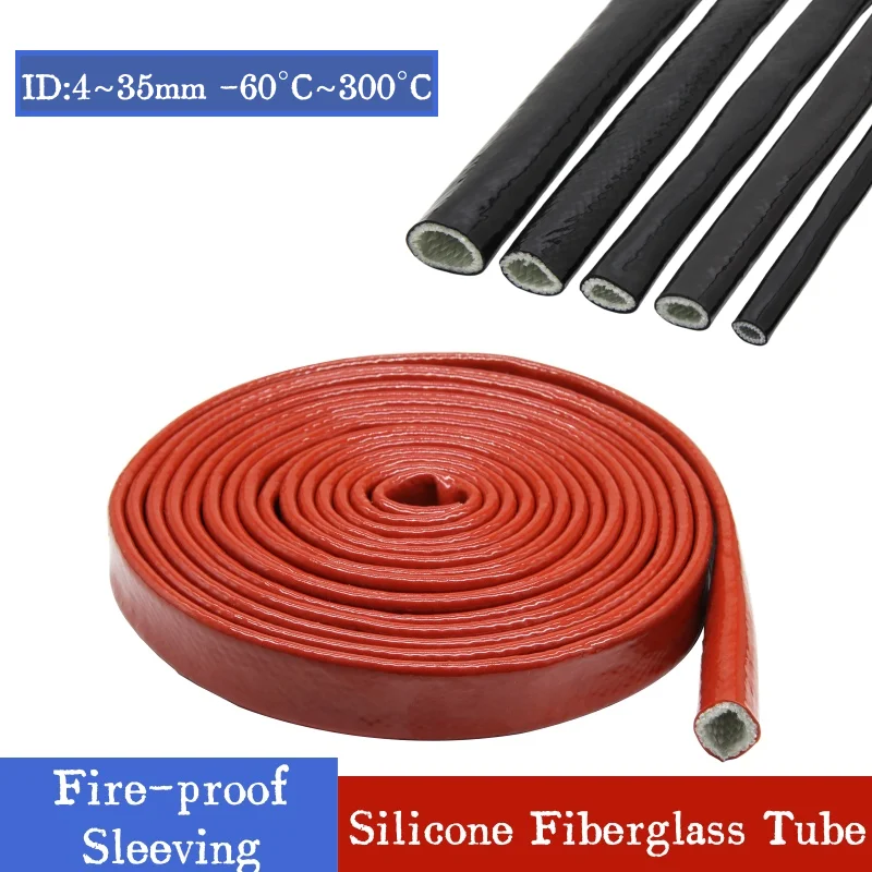High Temperature Resistant Fiberglass Tube Silicone Resin Coated Glass Fiber Braided Fireproof Sleeve Fire Retardant Casing Pipe