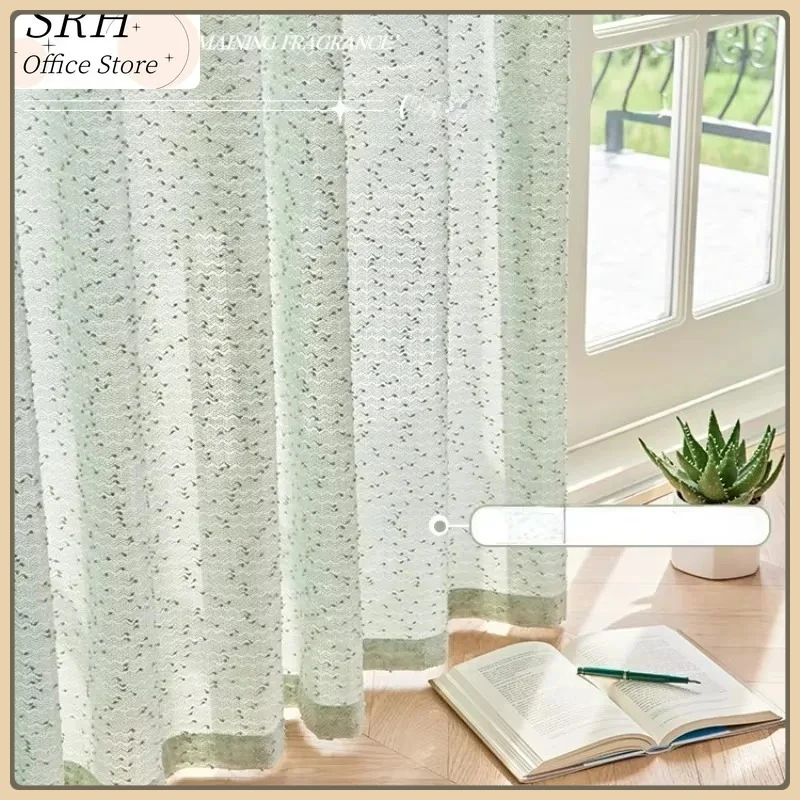 

Green Fresh Blackout Tulle Curtains for Living Room Bedroom Dining Room Gauze Sheer Yarm Elegant Fashion Simple Lace Decoration