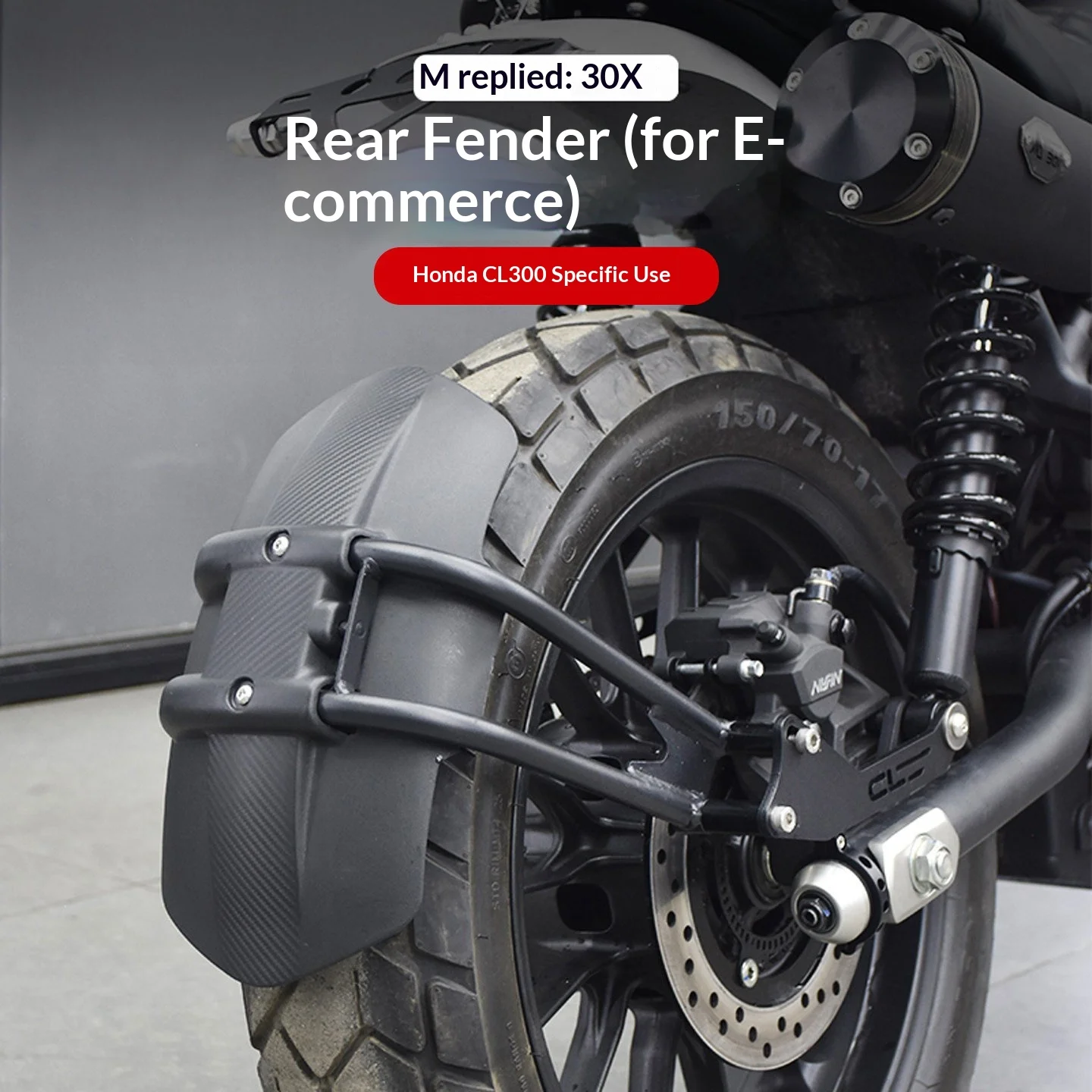 【Premium】For Honda CL300 modified extended rear shield mudguard, license plate frame, retro water barrier, sand removal plate ac
