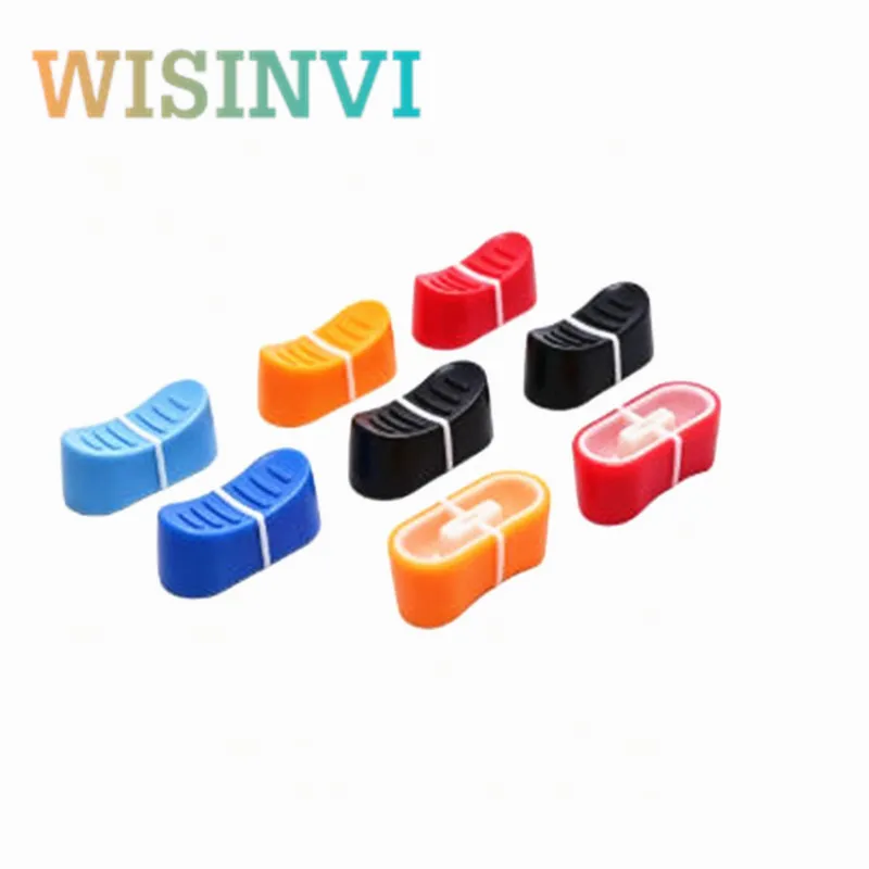 10pcs Mixer Fader Knob 4MM 8MM Hole Slide Potentiometer Cap 26.5×12.5×10MM Plastic Slider Knob For Audio Mixer Live Sound Card