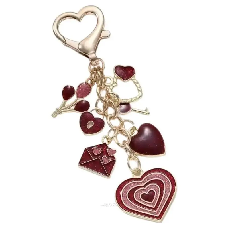 

X5XA Элегантный брелок в форме сердца с блестками и кисточками-бабочками Сумка Очаровательная подвеска на рюкзак для улучшения