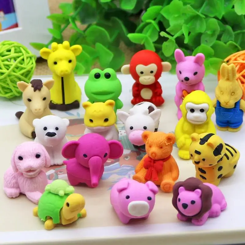 

50pcs Mini Novelty Animals Pencil Eraser Puzzle Eraser Toys School Supplies For Party Favors Classroom Prizes