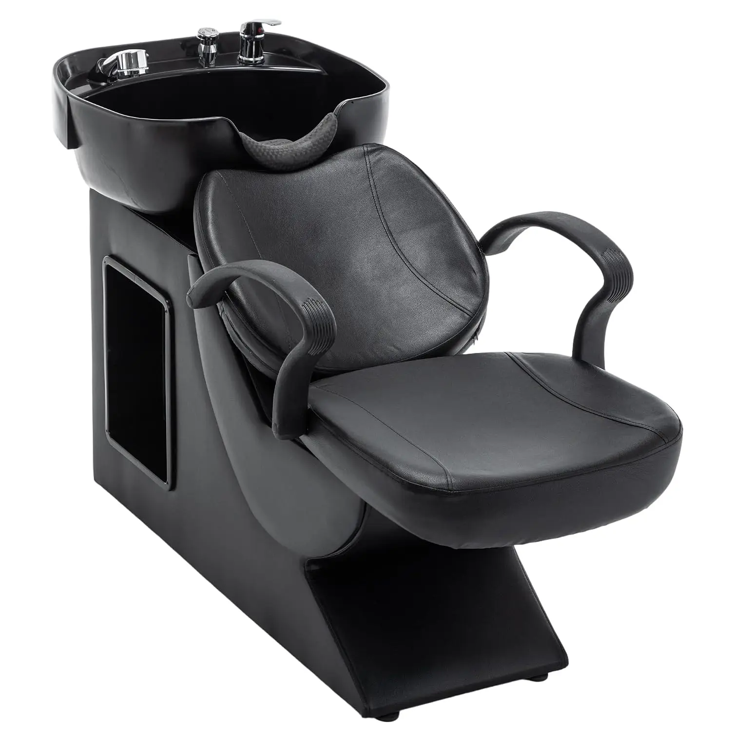 Salon Shampoo Bowl Chair Hair Washing Station ABS Sink PU Leather Neck Rest Storage Faucet Sprayer Barbershop, Customized