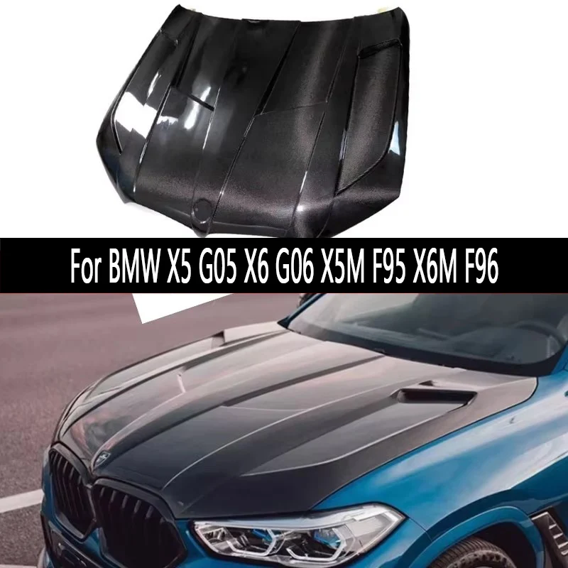 

Для BMW X5 G05 X6 G06 X5M F95 X6M F96: карбоновый капот, крышка двигателя, облицовка капота, вентилируемая передняя крышка, элементы обвеса